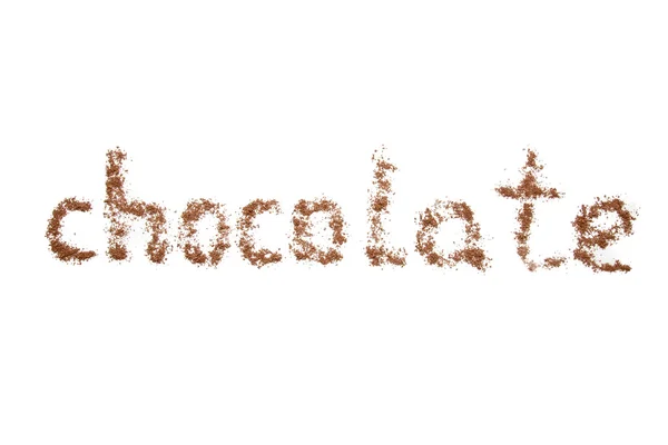 Palabra hecha de chocolate rallado —  Fotos de Stock