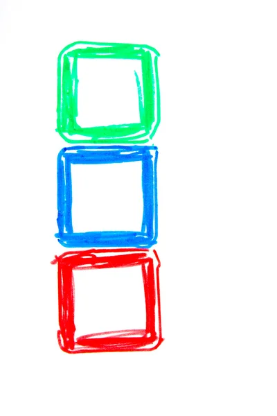 Drie gekleurde vierkante — Stockfoto