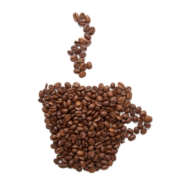 豆で作られたコーヒーカップ — ストック写真