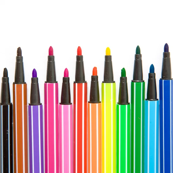 Gekleurde gestreepte markers-pennen — Stockfoto