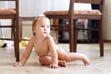 Baby sitting on the floor clipart