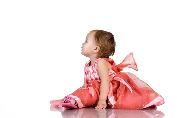 エレガントなピンクのドレスの赤ちゃん — ストック写真