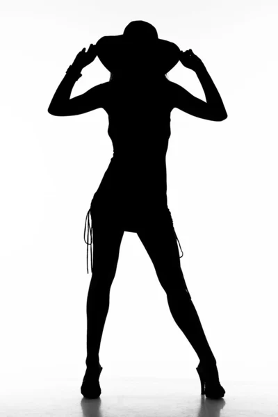 Силуэт ходячей сексуальной женщины . — стоковое фото