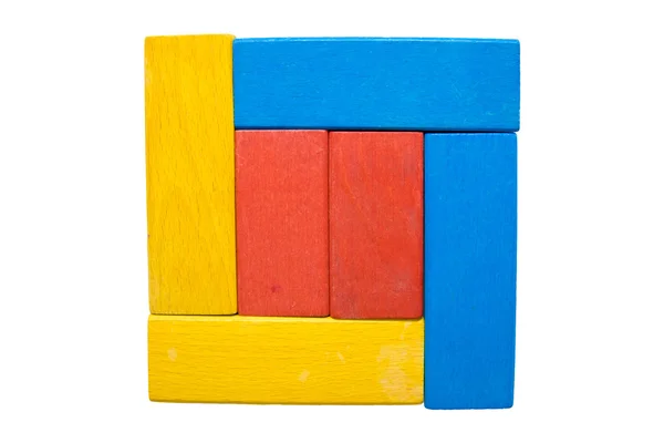Kwadratowy kształt klocków drewnianych zabawek. — Zdjęcie stockowe