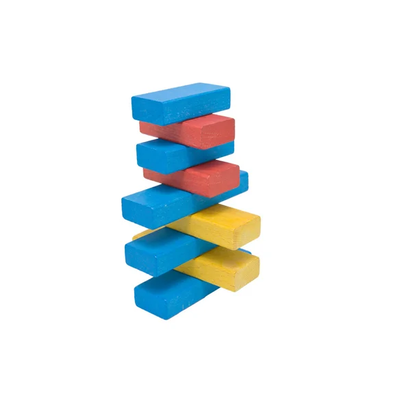 Kasteel gemaakt van kleurrijke houten speelgoed blokken — Stockfoto