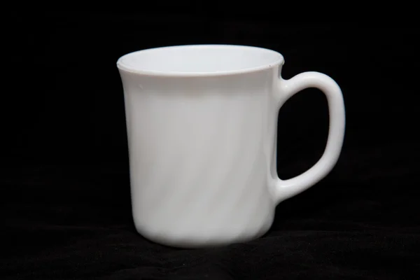 Cup white isolated on black — Stock Photo, Image
