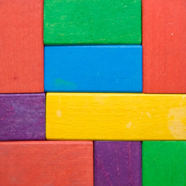 Čtvercový tvar bloků, dřevěné hračky. — Stock fotografie