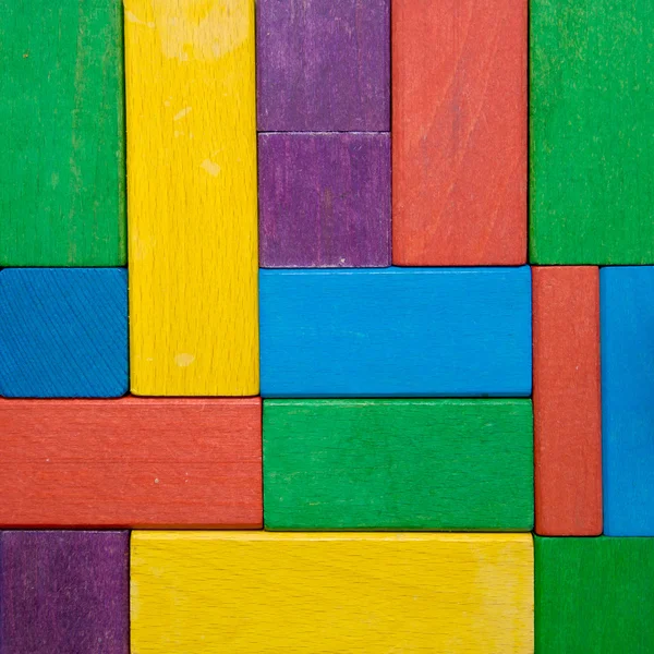 Čtvercový tvar bloků, dřevěné hračky. — Stock fotografie