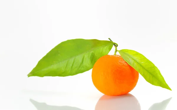 Mandarina con hoja — Foto de Stock