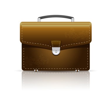 Brown leather briefcase with a lock. clipart