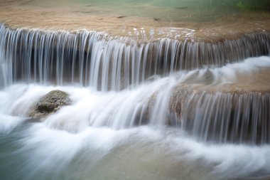 Close up Erawan Waterfall in Kanchanaburi, Thailand clipart