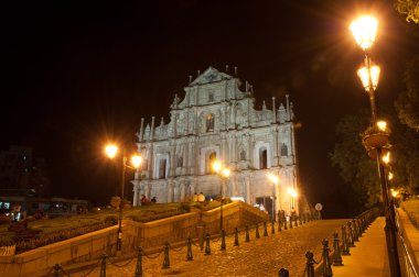 Ruins of St. Paul's Cathedral at night, Macau clipart