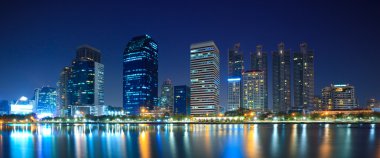 Panorama of Bangkok downtown city at night Bangkok,Thailand clipart