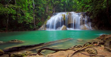 Panorama of Erawan Waterfall, Kanchanaburi, Thailand clipart