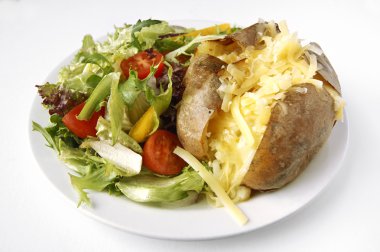 Cheese Jacket Potato with side salad clipart