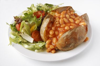 Baked Bean Jacket Potato with side salad clipart