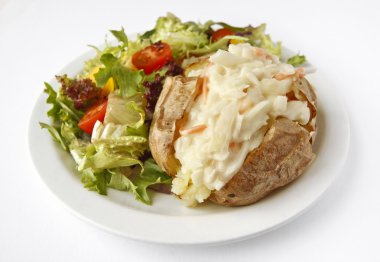 Coleslaw Jacket Potato with side salad clipart