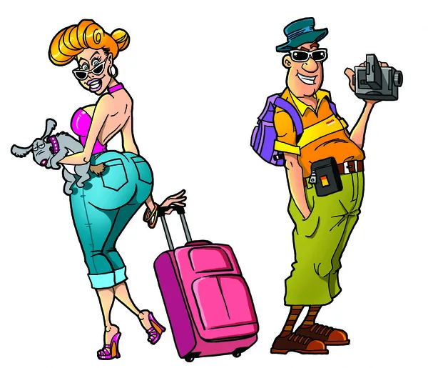 Los turistas de dibujos animados, set2 — Foto de Stock