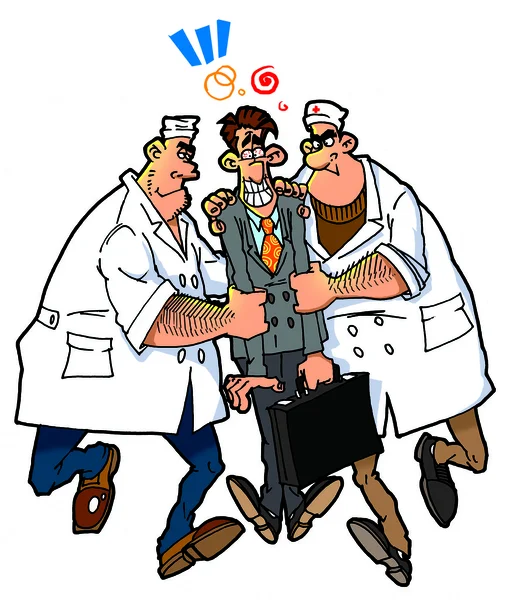 Два врача и напряженный человек Лицензионные Стоковые Фото