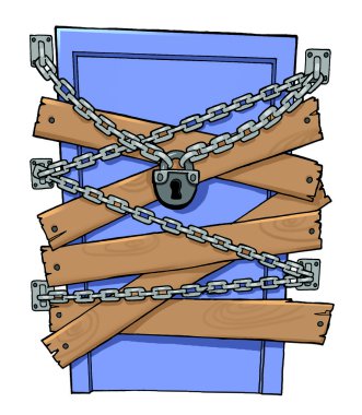 A chaine on a closed door clipart