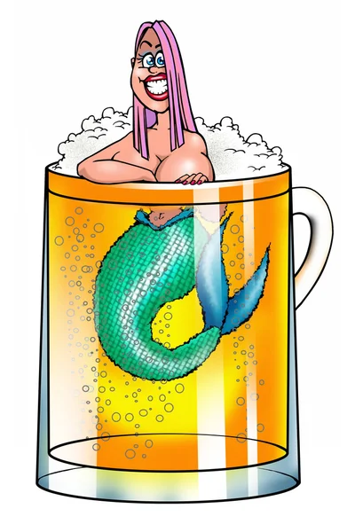 Meerjungfrau im Bierkrug — Stockfoto