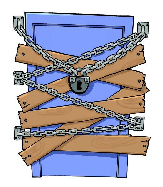 Um chaine em uma porta fechada — Fotografia de Stock