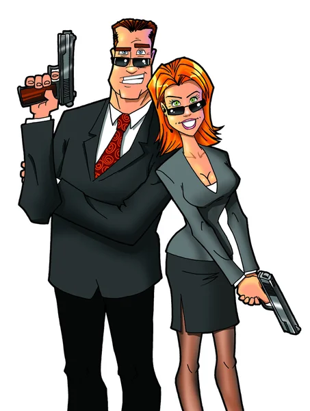 Мужчина и женщина с оружием — стоковое фото
