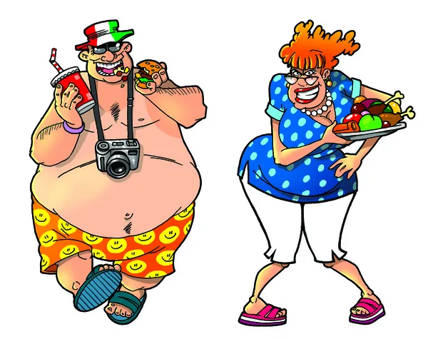 stock image Cartoon tourists, set1