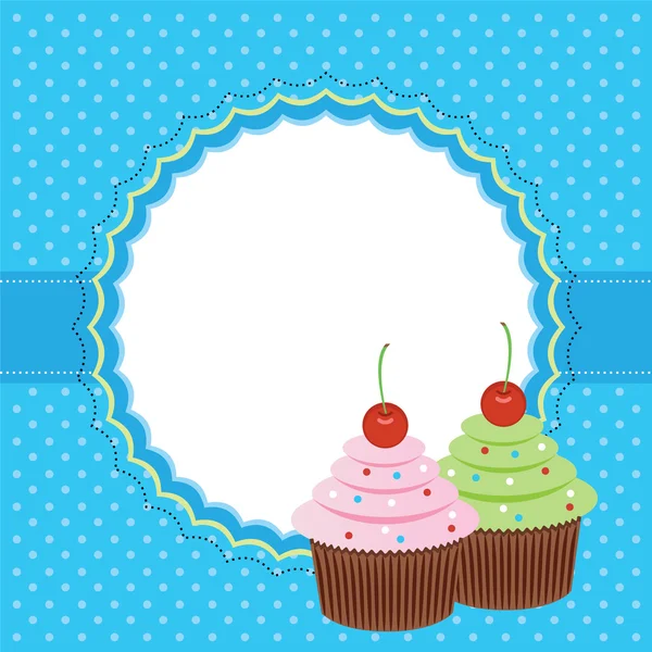 Cartão com cupcakes. Ilustração vetorial — Vetor de Stock