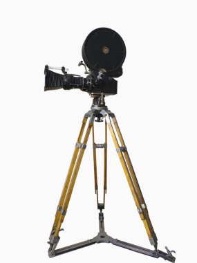 Old movie camera on a tripod clipart