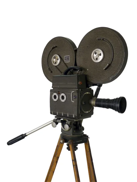 白で隔離される古い映画用カメラ — ストック写真