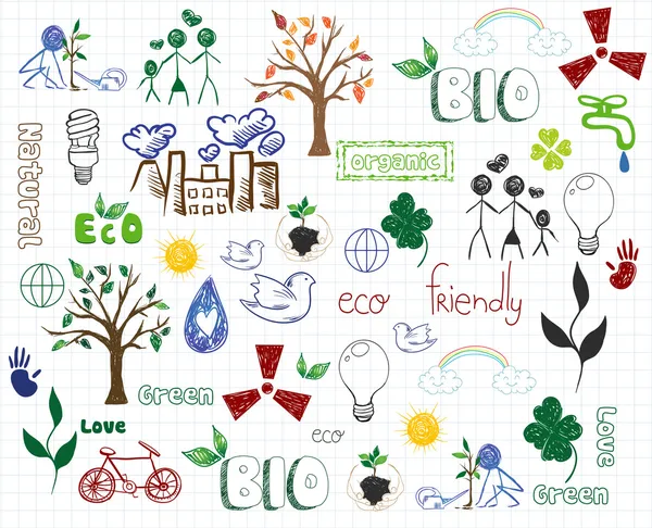 stock vector Eco-friendly doodles