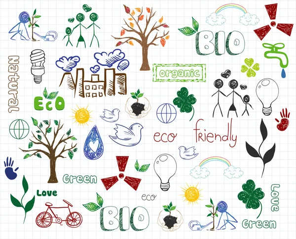 Stock vector Eco-friendly doodles