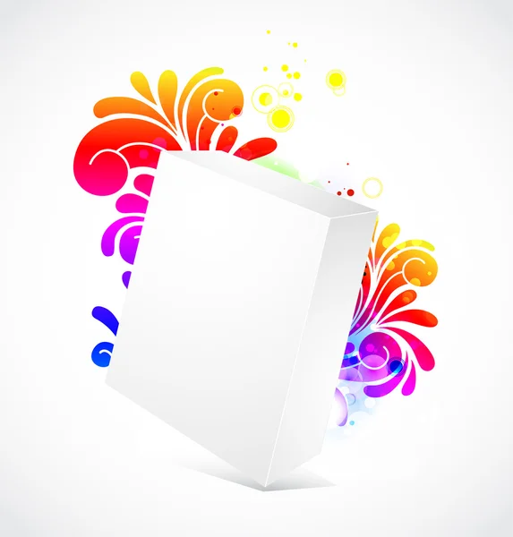 3d scatola bianca con sfondo floreale — Vettoriale Stock