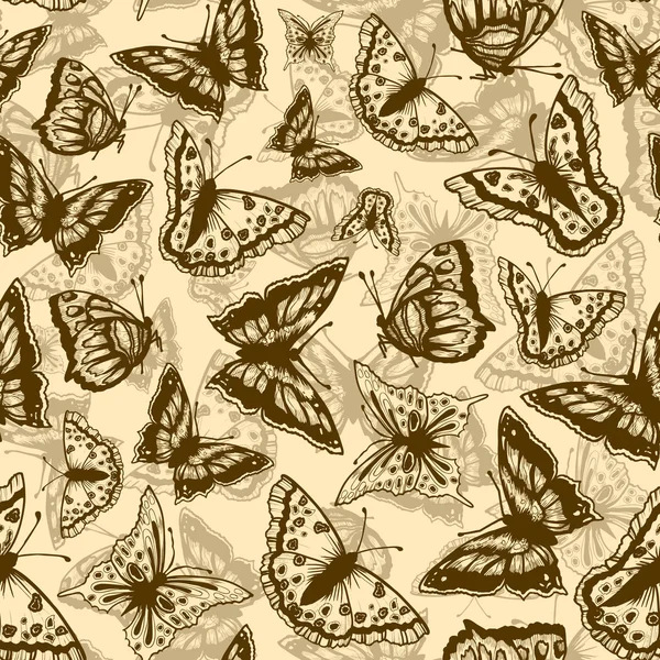 Sömlöst mönster med fjärilar — Stock vektor