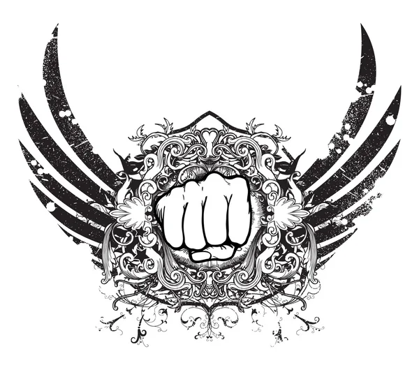 Urban emblem with fist — Stock Vector