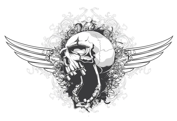 Emblema vintage con cráneo — Vector de stock