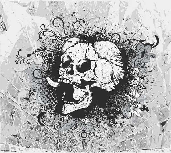 Grunge achtergrond met schedel — Stockvector