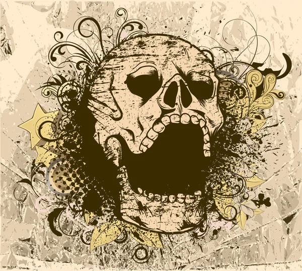 Grunge background with skull — Stock Vector