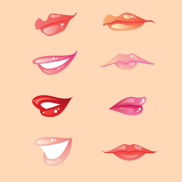 Lippen gesetzt — Stockvektor