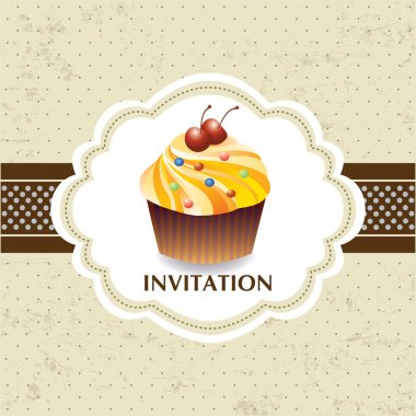 Vintage card with cupcake 06 clipart