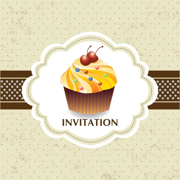 Tarjeta Vintage con cupcake 06 — Archivo Imágenes Vectoriales