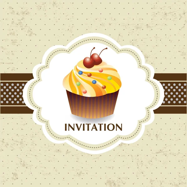 Vintage card with cupcake 06 — Stock Vector