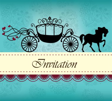 Invitation card with carriage & horse ver. 1 clipart