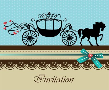 Invitation card with carriage & horse ver. 3 clipart