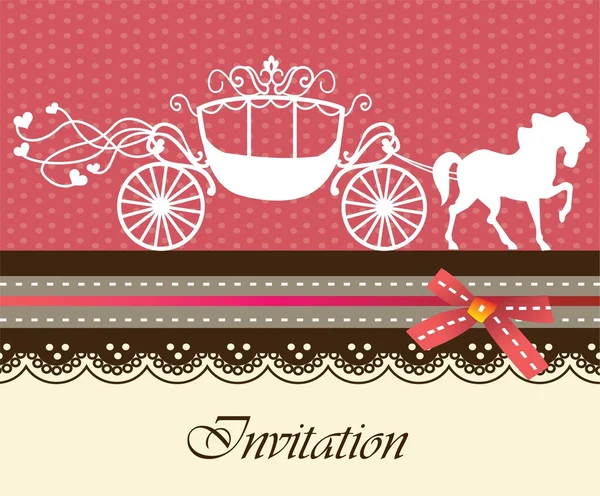 Uitnodigingskaart met vervoer & paard ver. 2 — Stockvector