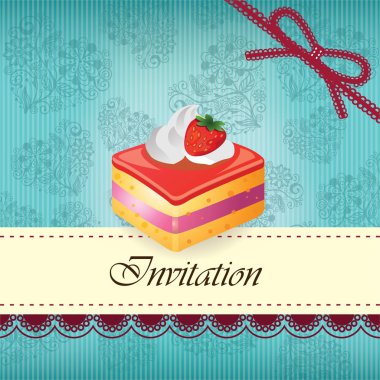 Vintage card with cake 08 clipart