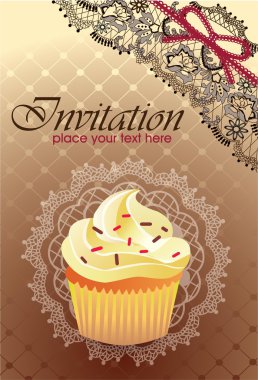 Vintage card with cupcake 010 clipart