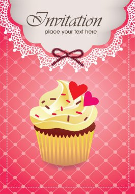 Vintage card with cupcake 011 clipart