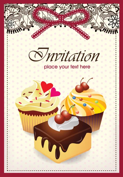 カップケーキ & ケーキ 014 とビンテージのカード — ストックベクタ